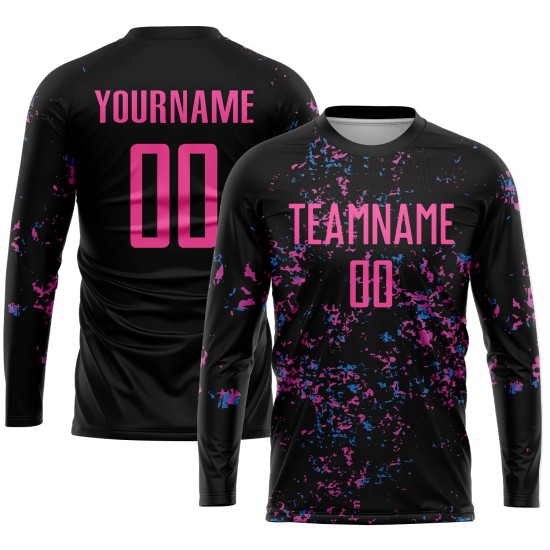 Uniform Black Soccer Custom Blue Jersey Sublimation Pink-Light Uniform Black Soccer Custom Blue Jersey Sublimation Pink-Light