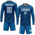 Sublimation Custom Blue Soccer Uniform White-Black Jersey Sublimation Custom Blue Soccer Uniform White-Black Jersey
