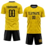Soccer Gold Sublimation Black Custom Jersey Uniform
