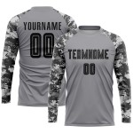 Custom Soccer Black-Camo Gray Jersey Sublimation Uniform Custom Soccer Black-Camo Gray Jersey Sublimation Uniform