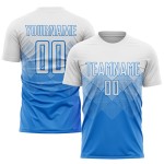 Powder Sublimation Custom Blue White Soccer Uniform Jersey Powder Sublimation Custom Blue White Soccer Uniform Jersey