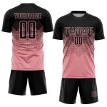 Medium Soccer Pink Custom Sublimation Black Uniform Jersey Medium Soccer Pink Custom Sublimation Black Uniform Jersey