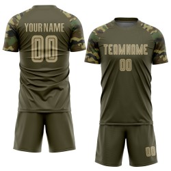 Gold-Camo Sublimation Salute To Service Uniform Soccer Olive Custom Jersey Vegas