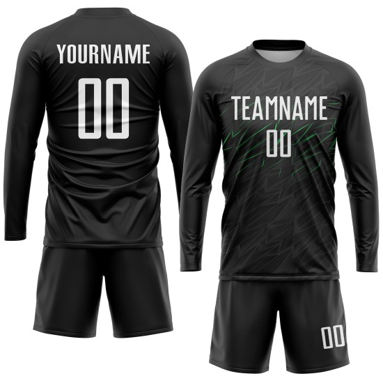 Black Custom White-Neon Soccer Jersey Uniform Sublimation Green Black Custom White-Neon Soccer Jersey Uniform Sublimation Green