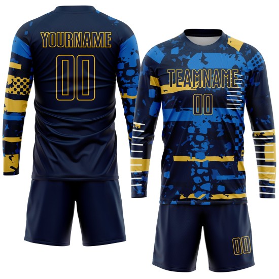 Custom Uniform Sublimation Jersey Navy Soccer Navy-Gold Custom Uniform Sublimation Jersey Navy Soccer Navy-Gold