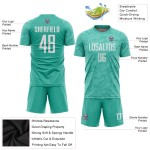 Uniform Aqua Soccer White Jersey Sublimation Custom