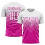 Uniform White Deep Pink Custom Sublimation Soccer Jersey Uniform White Deep Pink Custom Sublimation Soccer Jersey