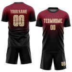 Custom Soccer Jersey Sublimation Crimson Cream-Black Fade Uniform Fashion Custom Soccer Jersey Sublimation Crimson Cream-Black Fade Uniform Fashion