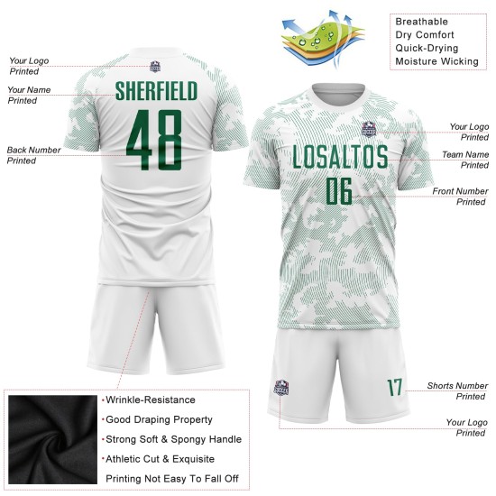 Jersey Sublimation Kelly White Uniform Custom Green Soccer Jersey Sublimation Kelly White Uniform Custom Green Soccer