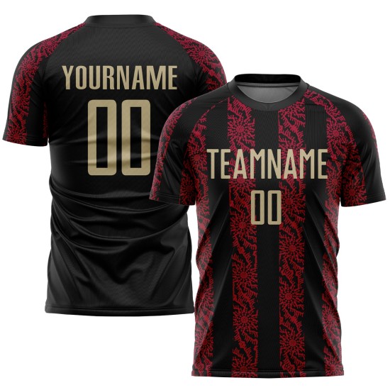 Black Uniform Jersey Gold-Red Vegas Sublimation Custom Soccer Black Uniform Jersey Gold-Red Vegas Sublimation Custom Soccer