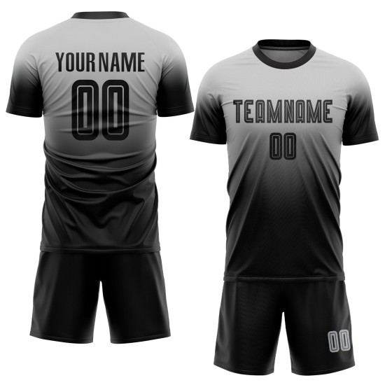 Black Jersey Sublimation Soccer Fade Fashion Custom Uniform Gray Black Jersey Sublimation Soccer Fade Fashion Custom Uniform Gray