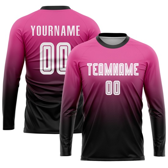 Fade White-Black Pink Custom Sublimation Fashion Soccer Jersey Uniform Fade White-Black Pink Custom Sublimation Fashion Soccer Jersey Uniform