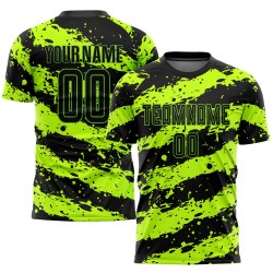 Green Neon Uniform Sublimation Jersey Custom Soccer Black