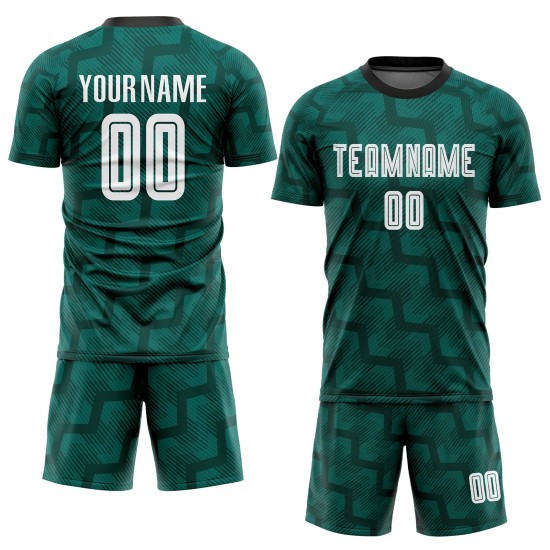 Sublimation Jersey Soccer Green White-Black Uniform Custom