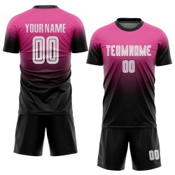 Fade White-Black Pink Custom Sublimation Fashion Soccer Jersey Uniform Fade White-Black Pink Custom Sublimation Fashion Soccer Jersey Uniform