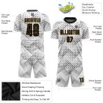 Uniform Soccer White Sublimation Custom Black-Old Gold Jersey