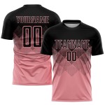 Medium Soccer Pink Custom Sublimation Black Uniform Jersey Medium Soccer Pink Custom Sublimation Black Uniform Jersey