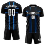 Soccer Custom Blue Uniform White-Light Black Sublimation Jersey