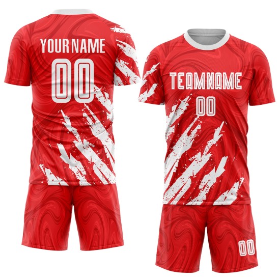 Jersey White Soccer Sublimation Uniform Custom Red Jersey White Soccer Sublimation Uniform Custom Red