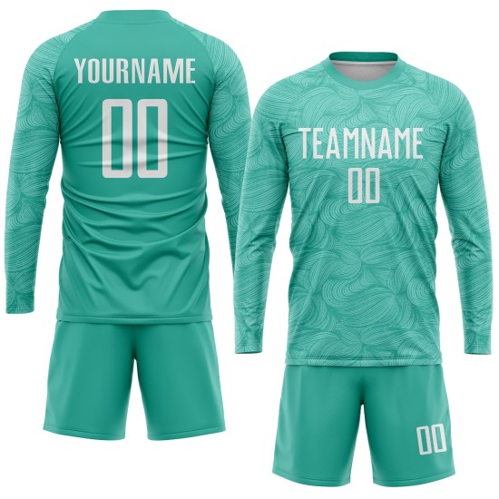 Uniform Aqua Soccer White Jersey Sublimation Custom