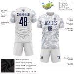 Soccer Uniform Sublimation White Jersey Navy Custom Soccer Uniform Sublimation White Jersey Navy Custom