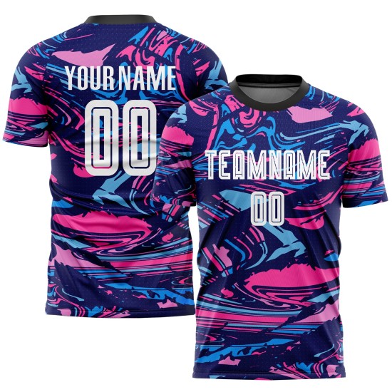 Soccer Uniform Custom Sublimation Jersey White-Pink Figure Soccer Uniform Custom Sublimation Jersey White-Pink Figure