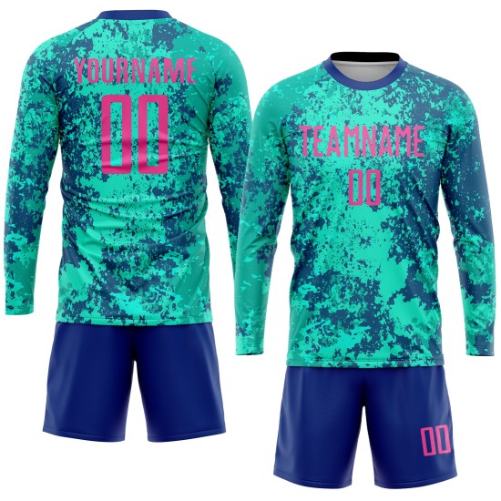 Pink-Royal Teal Custom Uniform Sublimation Jersey Soccer Pink-Royal Teal Custom Uniform Sublimation Jersey Soccer
