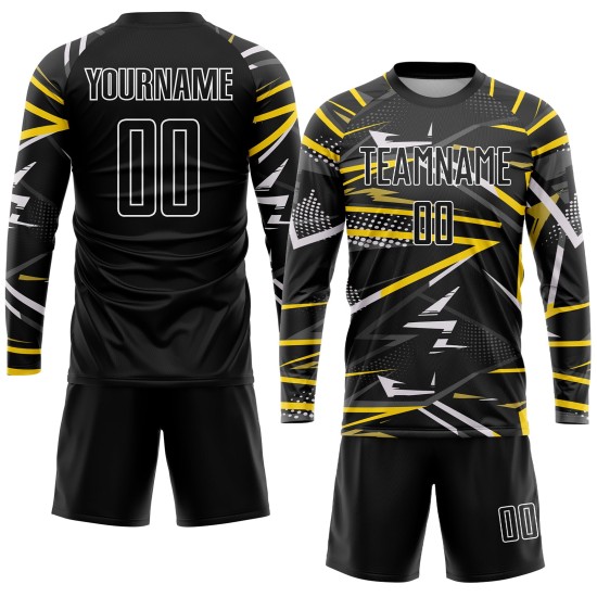 Custom Jersey Black Soccer Sublimation Uniform Black-Gold Custom Jersey Black Soccer Sublimation Uniform Black-Gold