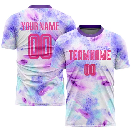 Tie Jersey Uniform Sublimation Dye Soccer Pink-Purple Custom Tie Jersey Uniform Sublimation Dye Soccer Pink-Purple Custom