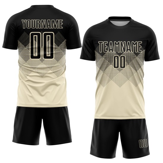 Cream Jersey Black Sublimation Custom Uniform Soccer Cream Jersey Black Sublimation Custom Uniform Soccer