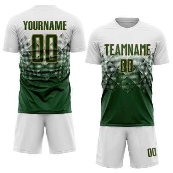 Jersey Uniform Gold Sublimation Custom Green-Old Soccer White Jersey Uniform Gold Sublimation Custom Green-Old Soccer White