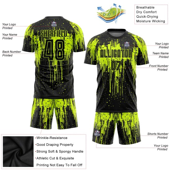 Green Jersey Uniform Neon Sublimation Soccer Custom Black Green Jersey Uniform Neon Sublimation Soccer Custom Black