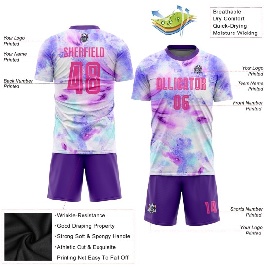 Tie Jersey Uniform Sublimation Dye Soccer Pink-Purple Custom Tie Jersey Uniform Sublimation Dye Soccer Pink-Purple Custom