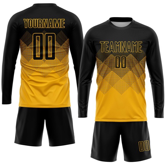 Sublimation Custom Soccer Gold Uniform Black Jersey Sublimation Custom Soccer Gold Uniform Black Jersey