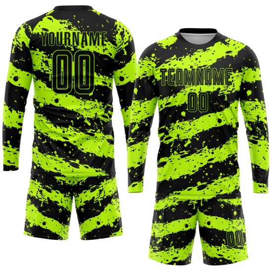 Green Neon Uniform Sublimation Jersey Custom Soccer Black Green Neon Uniform Sublimation Jersey Custom Soccer Black
