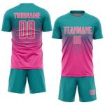 Uniform Sublimation Jersey Soccer Custom Teal Pink-Cream