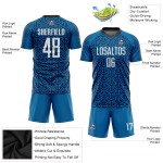 Sublimation Custom Blue Soccer Uniform White-Black Jersey Sublimation Custom Blue Soccer Uniform White-Black Jersey