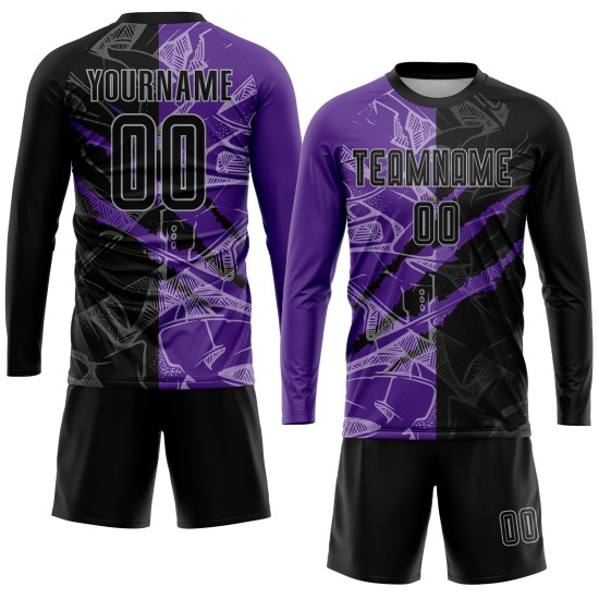 Pattern Uniform Custom Purple-Gray Sublimation Graffiti Jersey Black Scratch Soccer Pattern Uniform Custom Purple-Gray Sublimation Graffiti Jersey Black Scratch Soccer