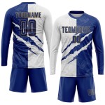 White-Old Scratch Jersey Royal Gold Soccer Graffiti Pattern Custom Uniform Sublimation White-Old Scratch Jersey Royal Gold Soccer Graffiti Pattern Custom Uniform Sublimation
