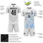Custom White Blue Jersey Black-Light Sublimation Uniform Soccer Custom White Blue Jersey Black-Light Sublimation Uniform Soccer