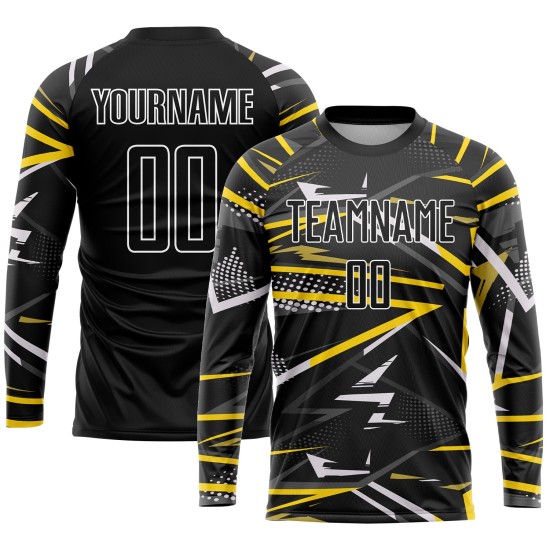 Custom Jersey Black Soccer Sublimation Uniform Black-Gold Custom Jersey Black Soccer Sublimation Uniform Black-Gold