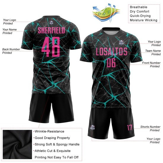 Jersey Soccer Pink-Aqua Black Uniform Custom Sublimation