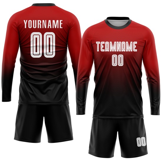 Jersey Fashion Uniform Soccer White-Black Red Custom Sublimation Fade Jersey Fashion Uniform Soccer White-Black Red Custom Sublimation Fade