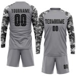 Custom Soccer Black-Camo Gray Jersey Sublimation Uniform Custom Soccer Black-Camo Gray Jersey Sublimation Uniform