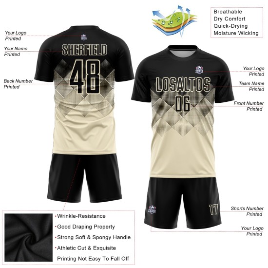 Cream Jersey Black Sublimation Custom Uniform Soccer Cream Jersey Black Sublimation Custom Uniform Soccer