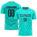 Uniform Custom Aqua Sublimation Soccer Jersey Black Uniform Custom Aqua Sublimation Soccer Jersey Black